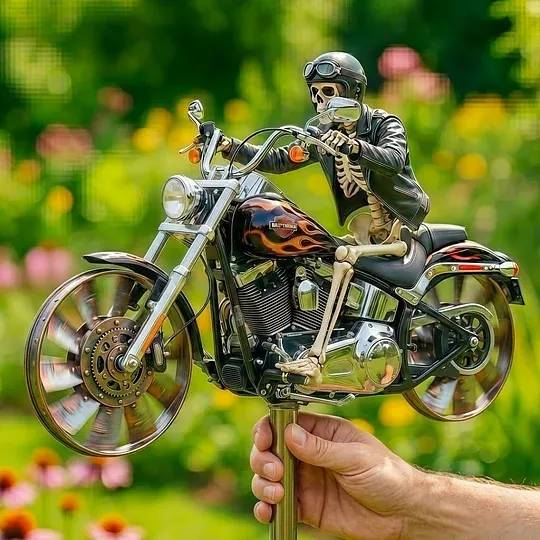 Skeleton Biker Wind Spinner