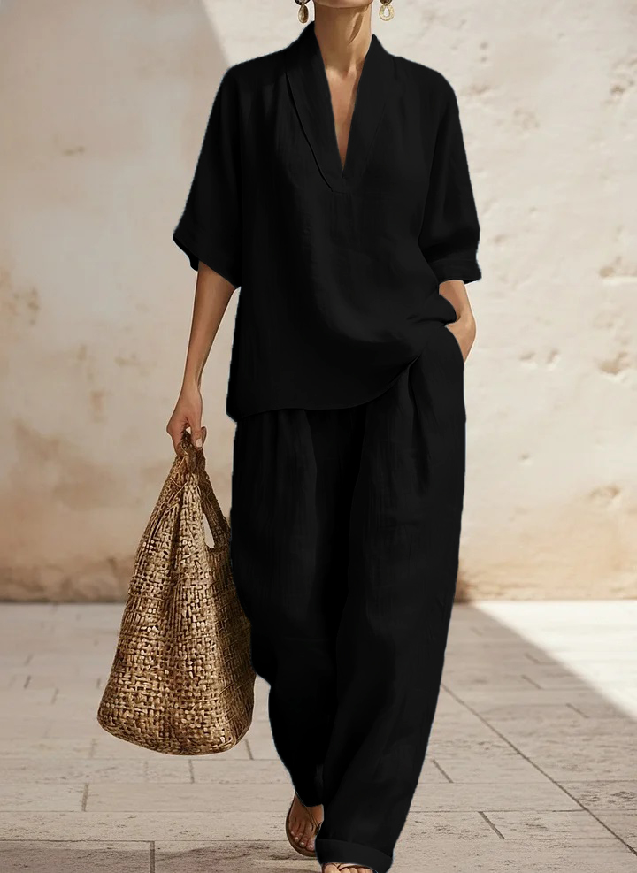 Plus Size Friendly New Arrivals🔥 Women's Casual Cozy Minimalist Linen Two-piece Set