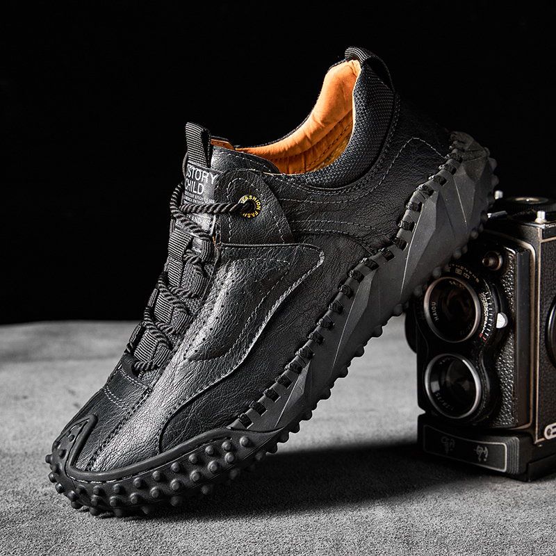 (⏰70%OFF🔥)Men’s Vintage Leather Hiking Shoes – Genuine Leather, Orthopedic Arch Support, Wide Toe Box, Waterproof, Breathable, Hand-Sewn, Non-Slip, Lightweight Shoes for Driving & Walking