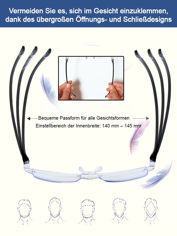 Smarte Brille mit Autofokus-Technologie ✨ Ohne Sehtest passt sich die Sehstärke automatisch Ihren Augen an – von -7,0 bis +7,0 Dioptrien. ✨ Zudem bieten die Gläser einen Schutz von 99,9 % gegen schädliches Blaulicht. ✨