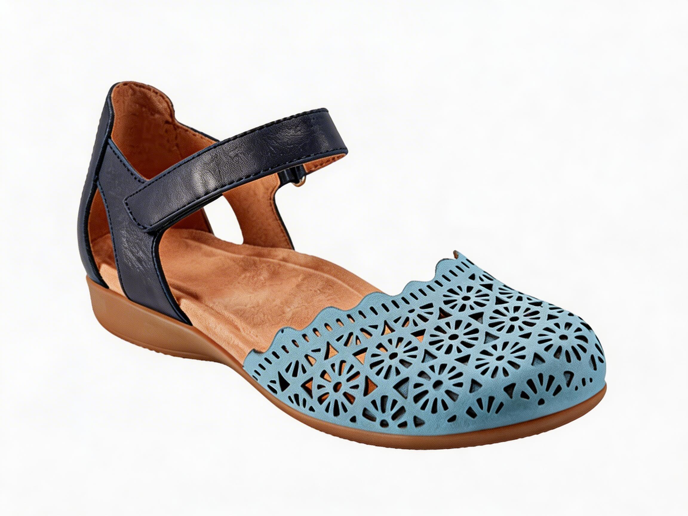 Women's Perforated Two-Piece Flat Sandals