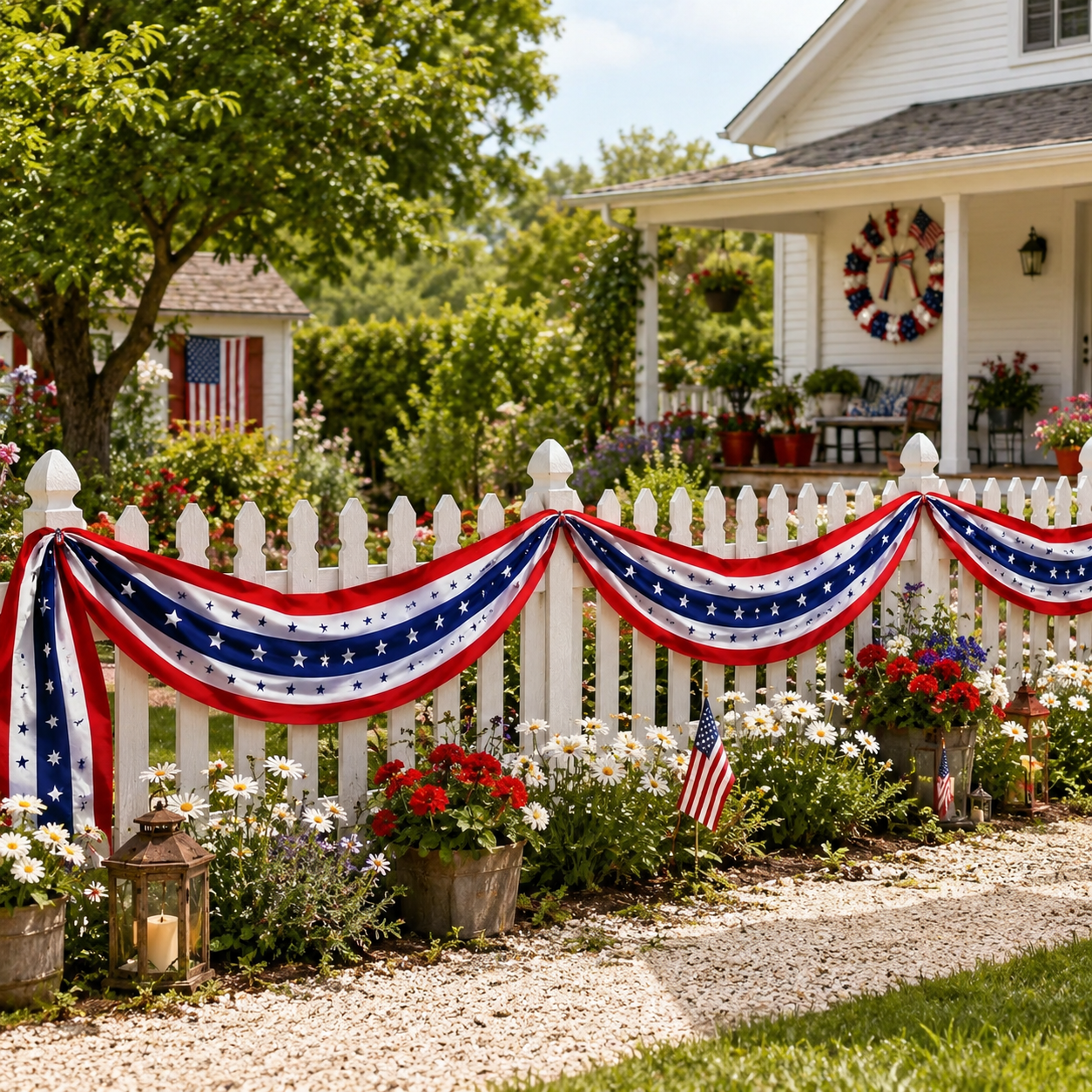 299.2" Lighted Patriotic USA Banner With Remote