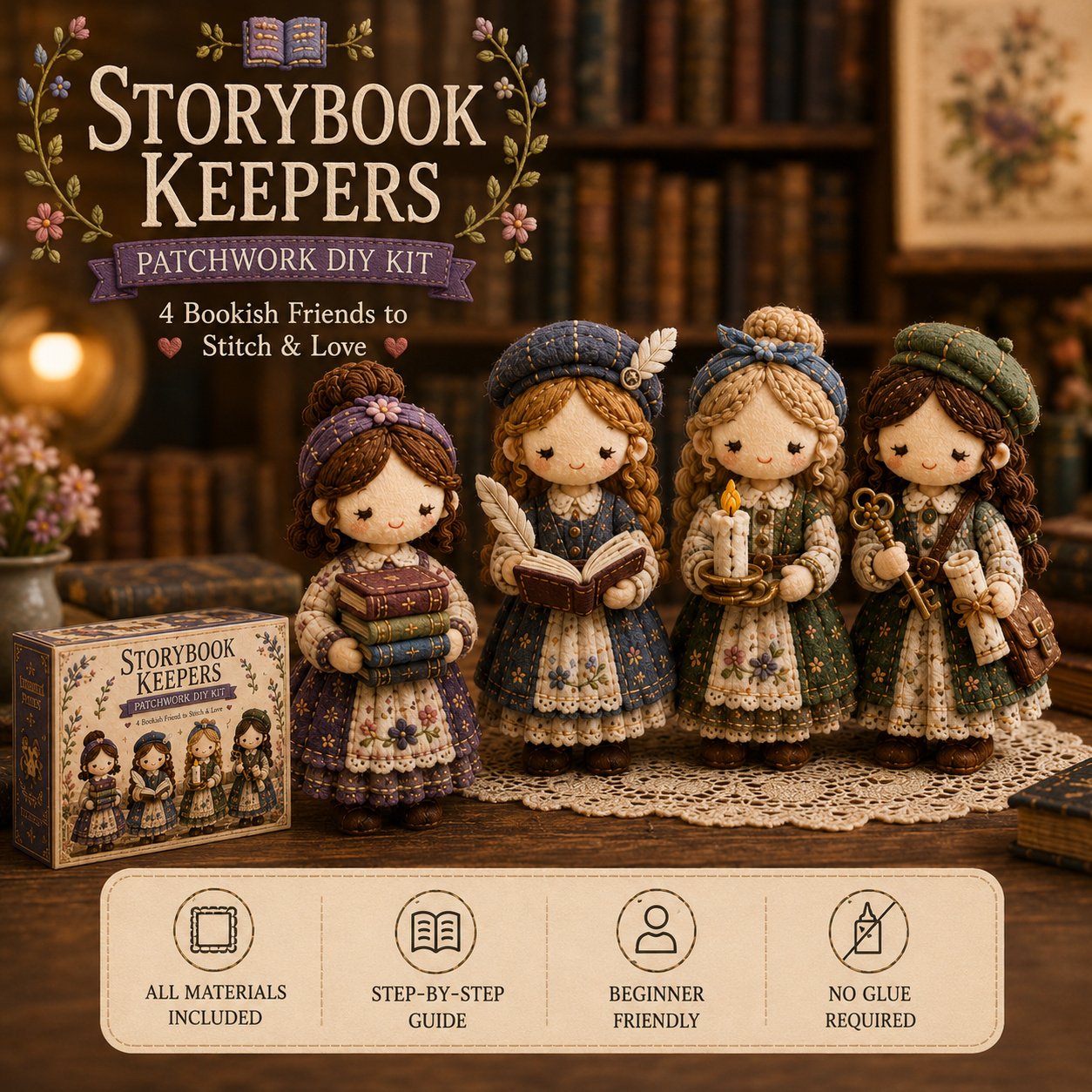 Tiny Patchwork Friends DIY Kit – Beginner-Friendly Sewing Craft Kit