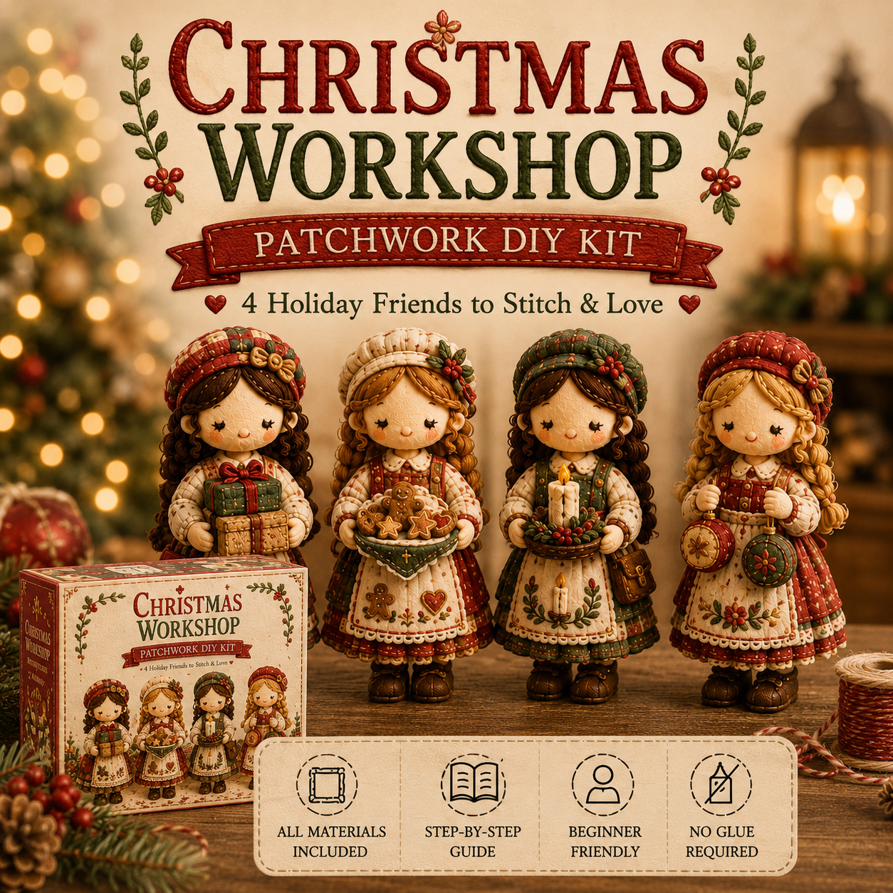 Tiny Patchwork Friends DIY Kit – Beginner-Friendly Sewing Craft Kit