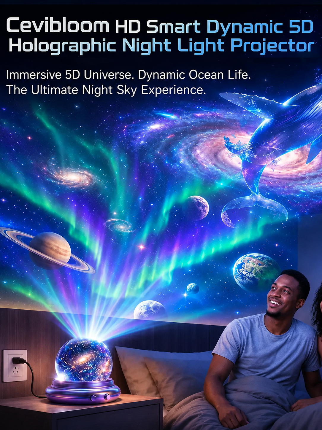 Deep Sea & Star Hologram Projector | Large-sphere projection & 4K immersive visuals. Instantly soothe your night!