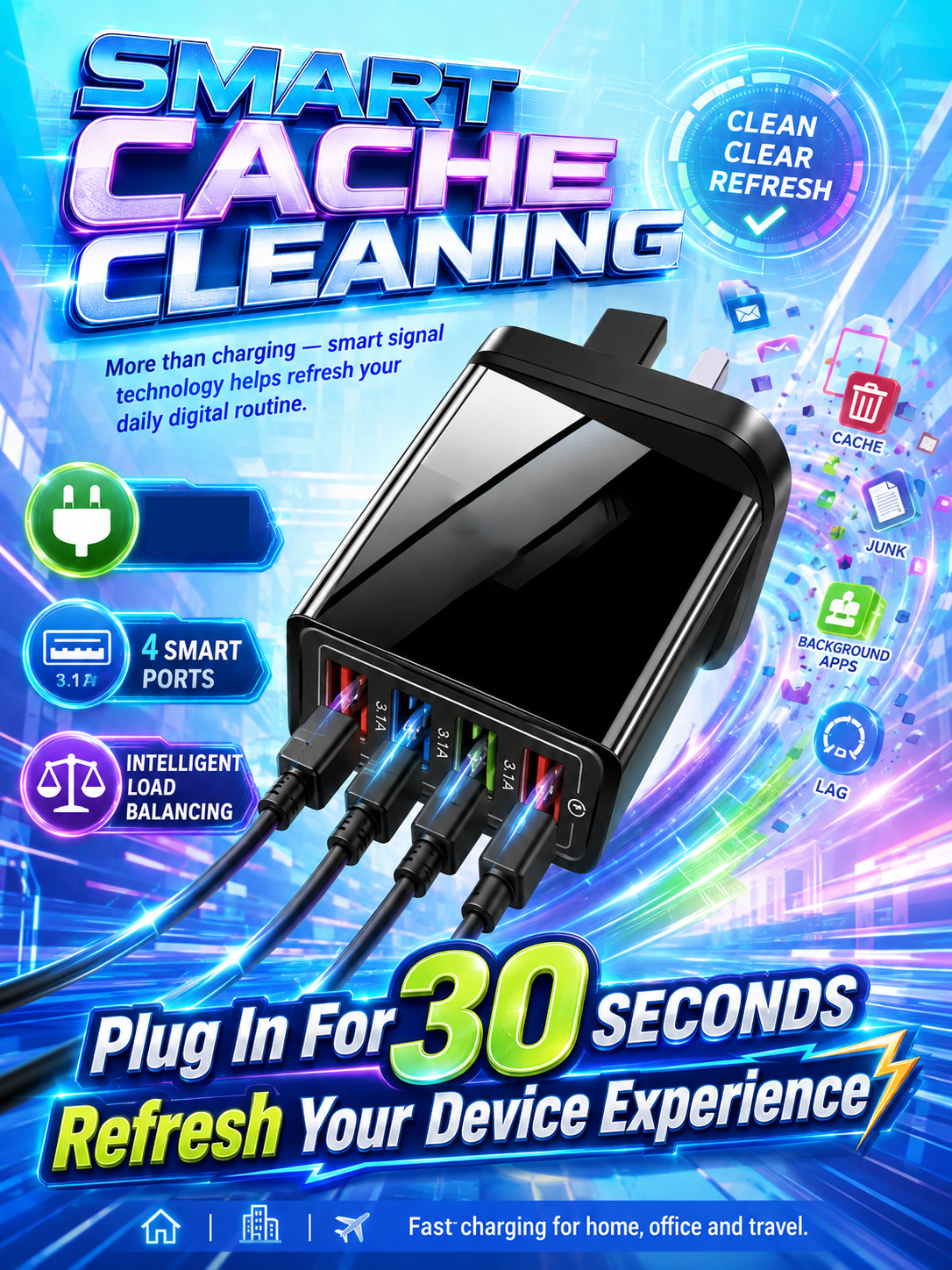 Improve Your Phone's Battery Life⚡4-in-1 Travel Charger🚀 Make your 4-year-old smartphone charge faster than a new one