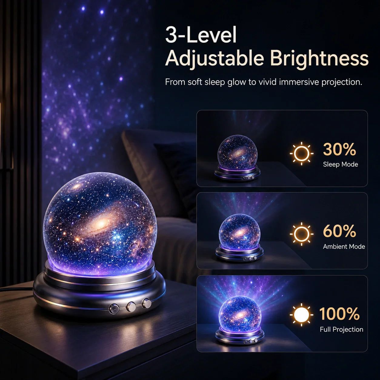 Deep Sea & Star Hologram Projector | Large-sphere projection & 4K immersive visuals. Instantly soothe your night!