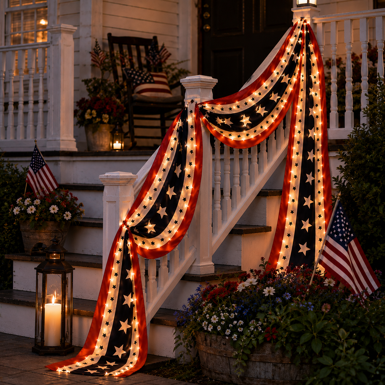 299.2" Lighted Patriotic USA Banner With Remote