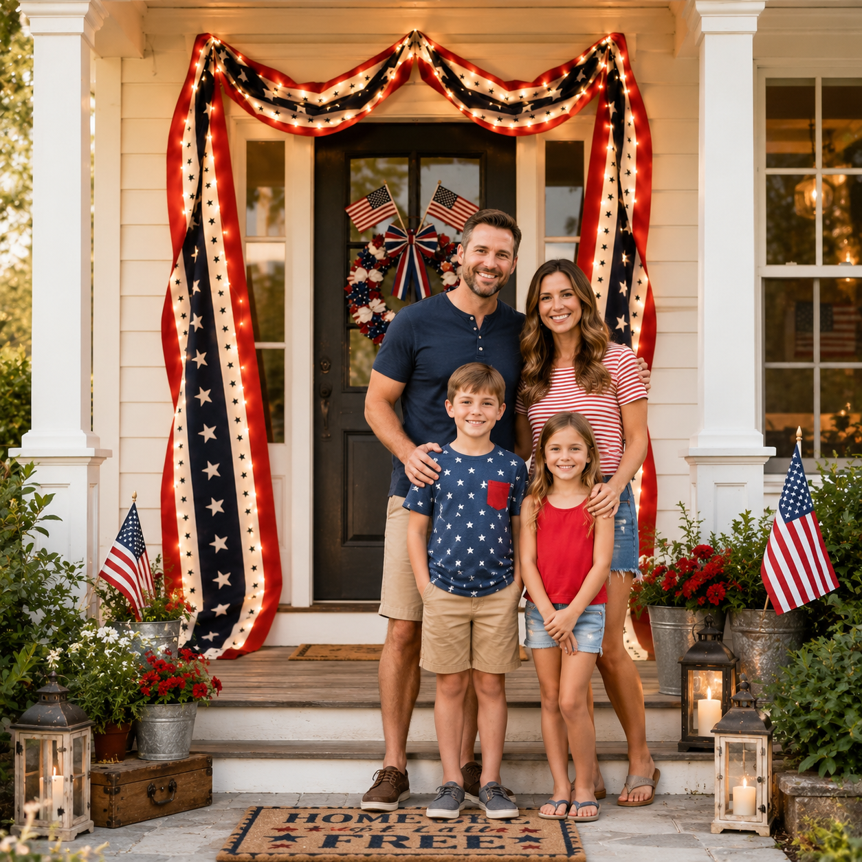 299.2" Lighted Patriotic USA Banner With Remote