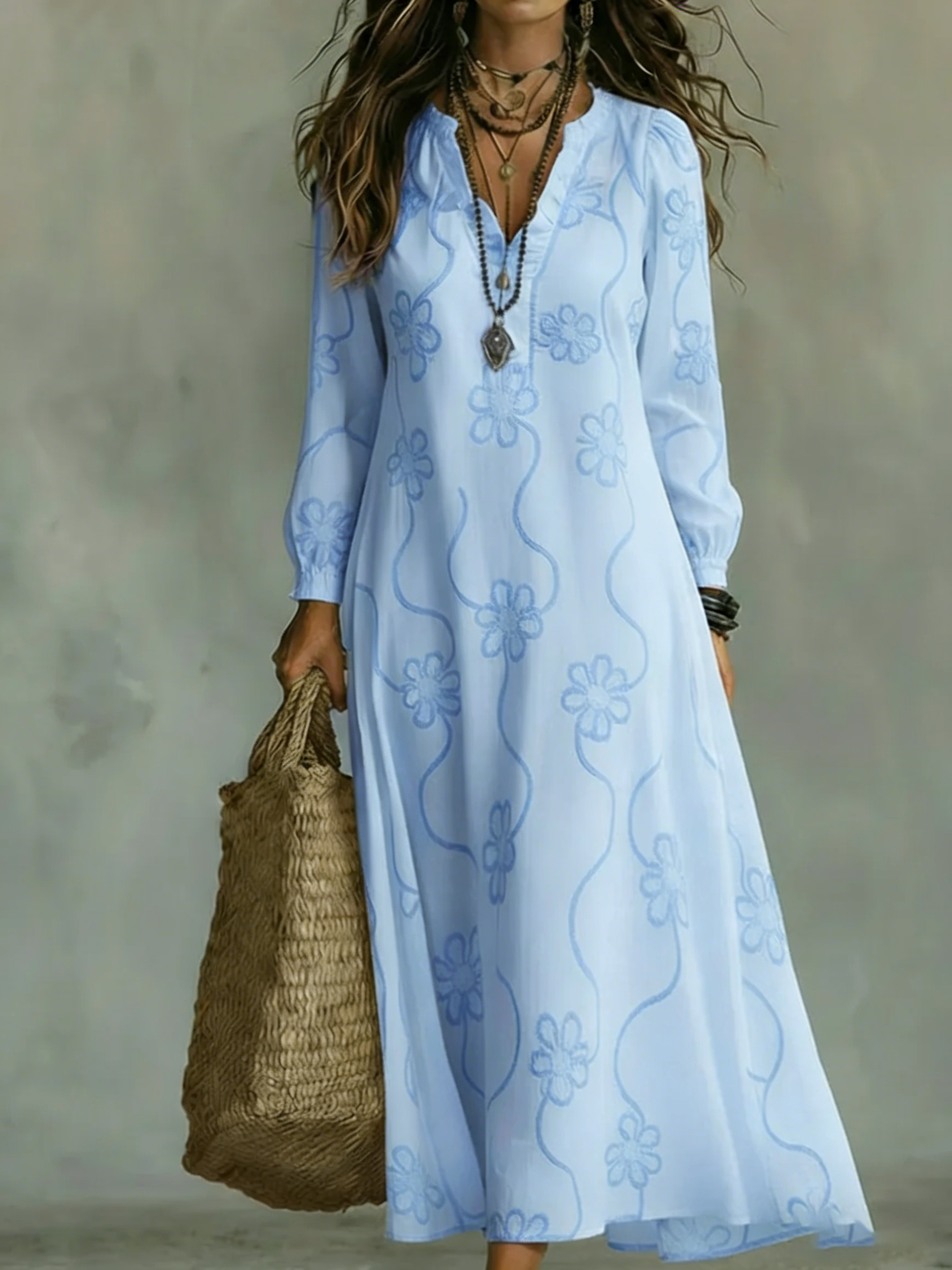 Retro Ruffled Collar Floral A-line Dress