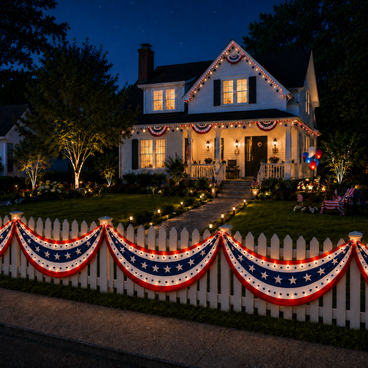 299.2" Lighted Patriotic USA Banner With Remote