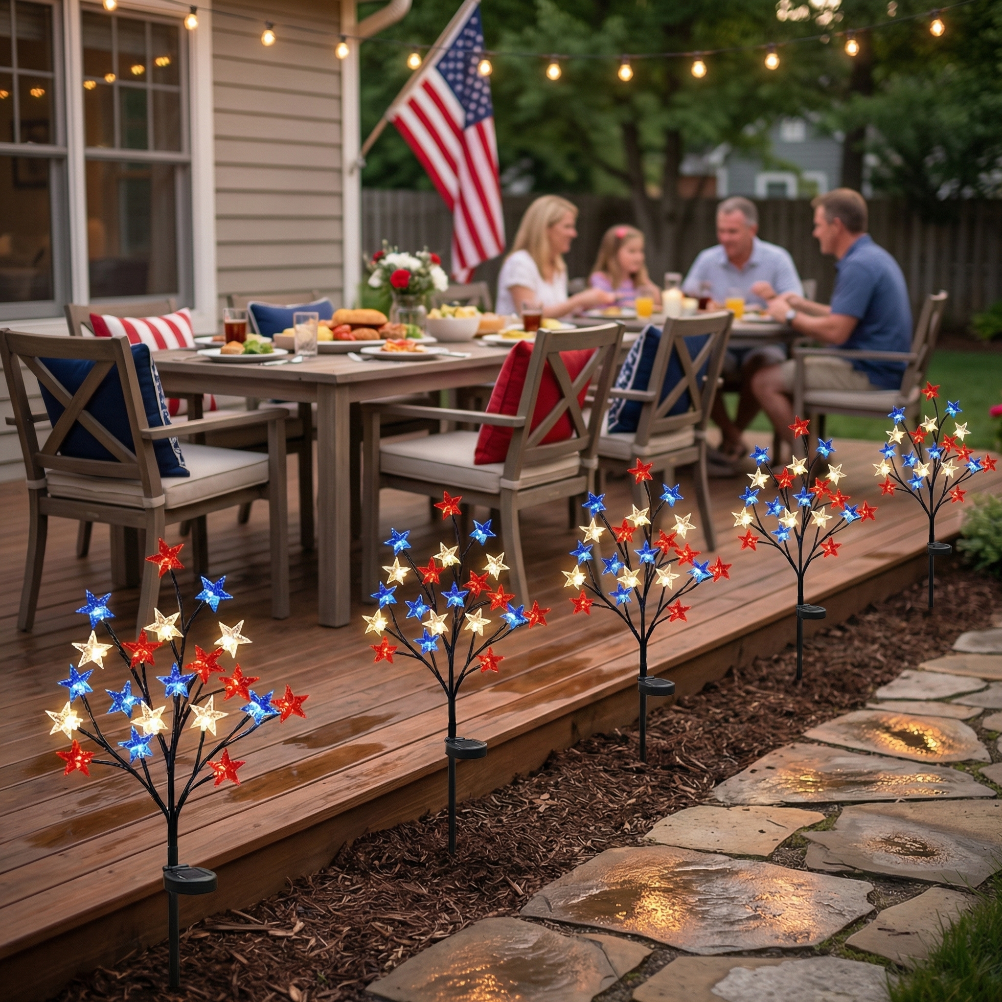 🎉Last Day 49% OFF - Solar Patriotic Star Lights for Outdoor Decor