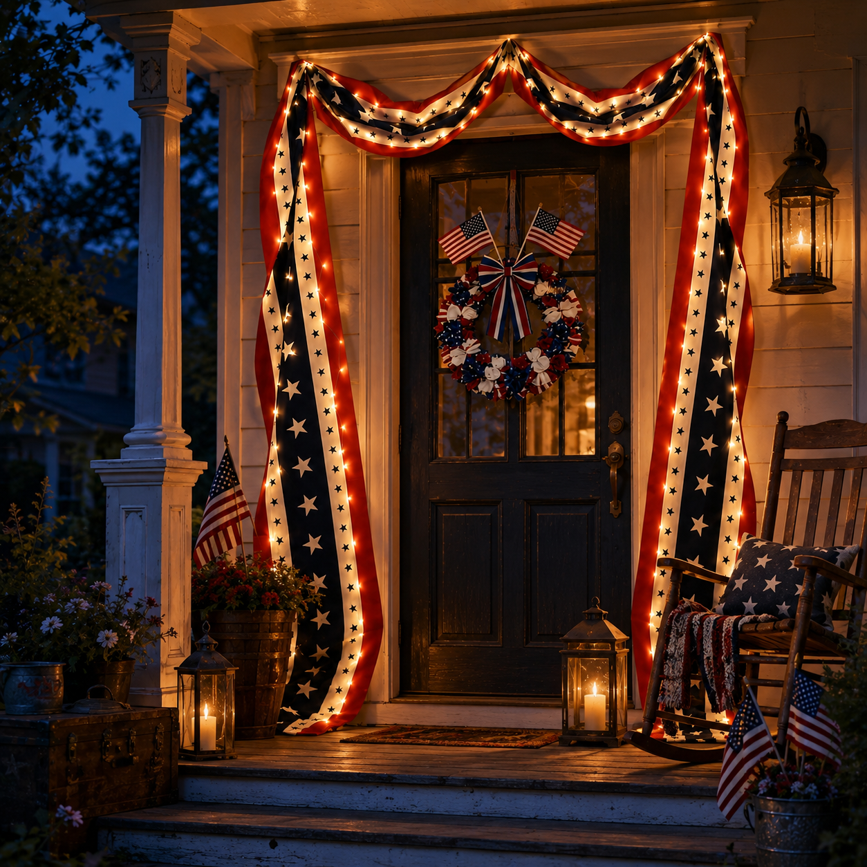 299.2" Lighted Patriotic USA Banner With Remote