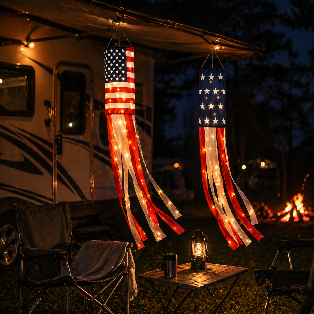 2-Pack Remote-Controlled Lighted Patriotic Windsocks