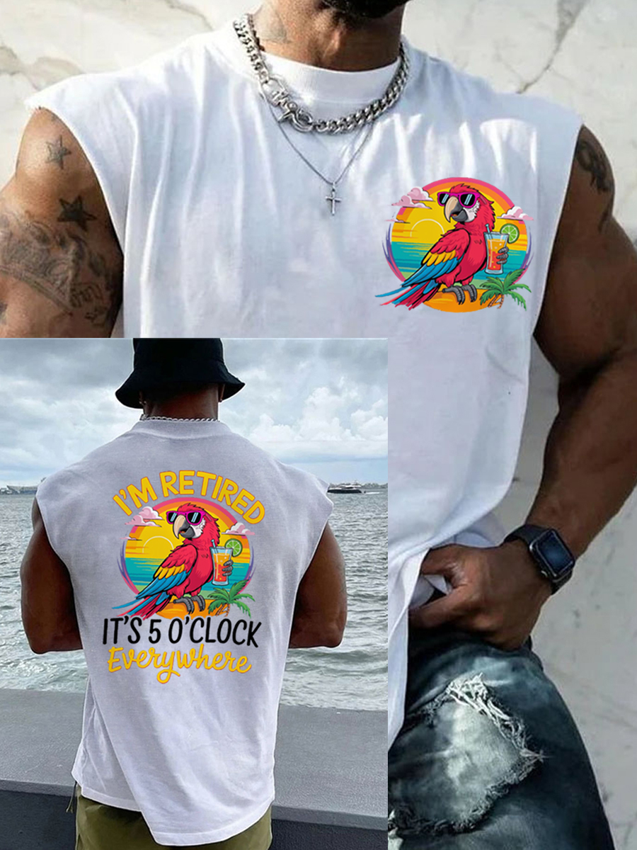 Men's I‘m Retired It‘s 5 O'clock Everywhere Parrot Casual Tank Top