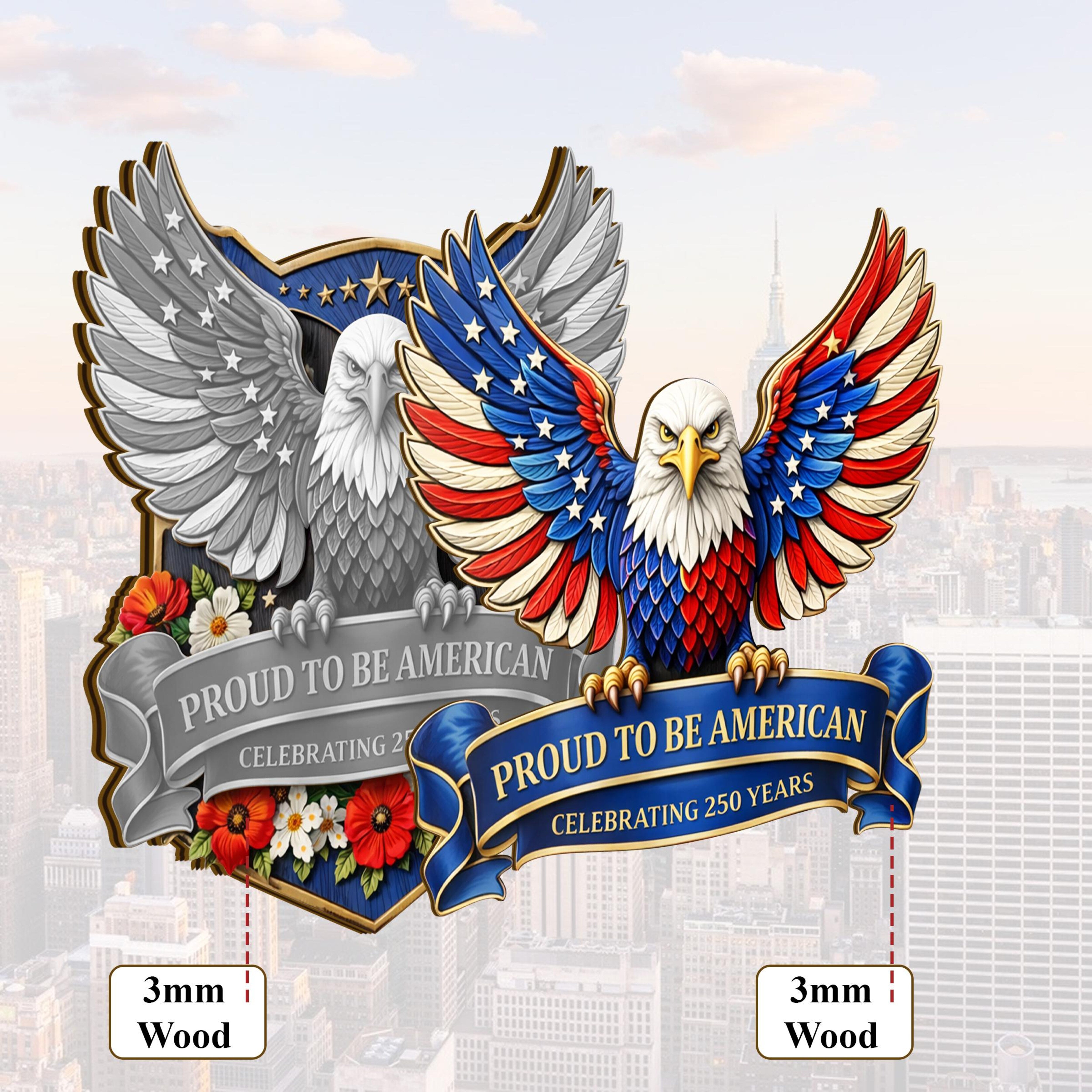 USA 250th Anniversary Wooden Door Sign, 250 Years of Freedom, Patriotic Eagle Door Hanging Decor