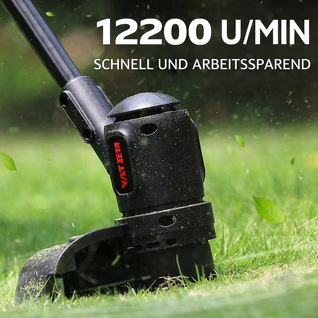 Akku-Rasentrimmer mit Teleskopstiel: Ultraleichtes Design für müheloses Trimmen ohne Kabel – Inkl. Zubehör
