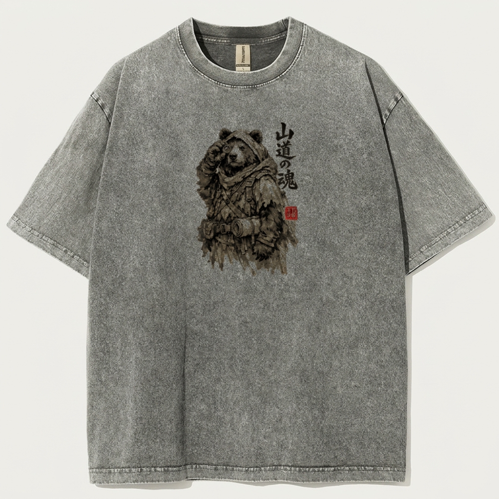 The Soul of the Mountain Path Vintage Organic Cotton Bear Tee-HikeVista