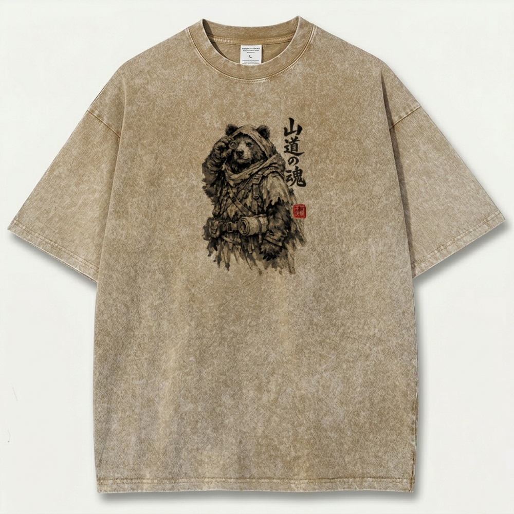 The Soul of the Mountain Path Vintage Organic Cotton Bear Tee-HikeVista