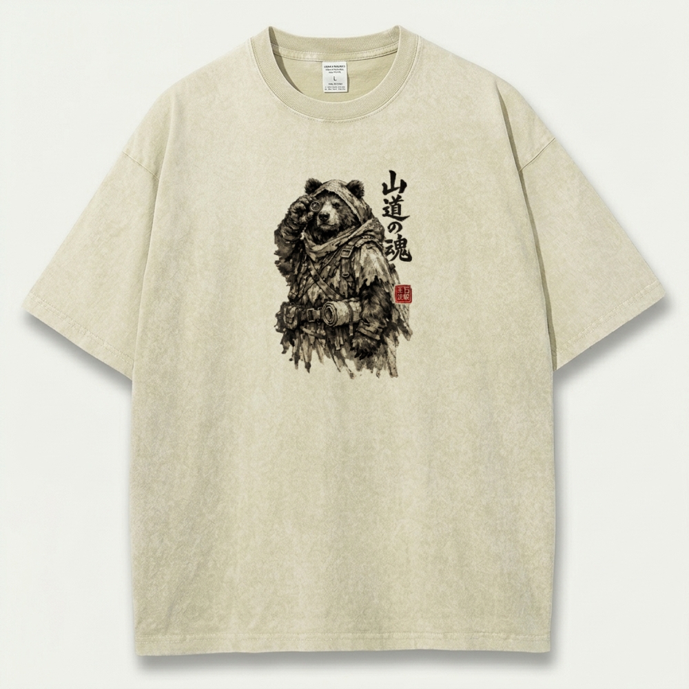 The Soul of the Mountain Path Vintage Organic Cotton Bear Tee-HikeVista