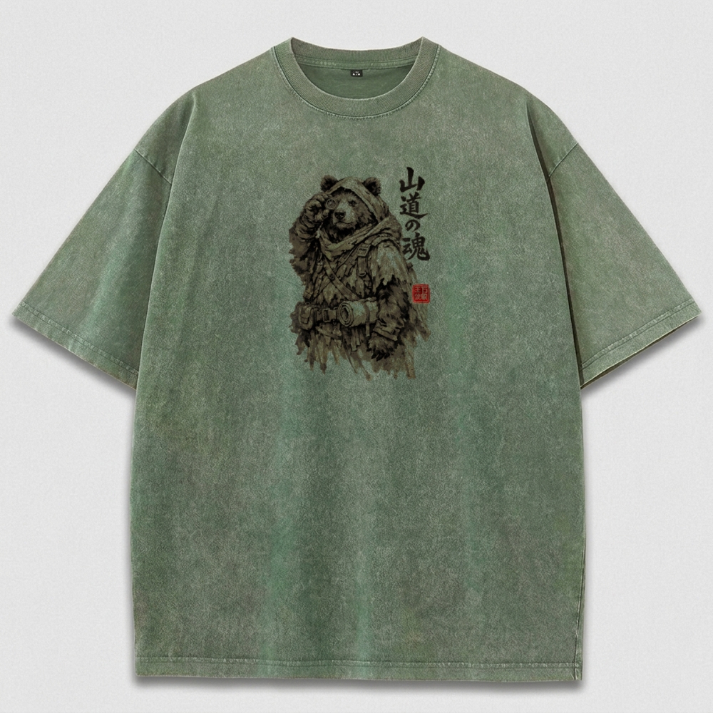 The Soul of the Mountain Path Vintage Organic Cotton Bear Tee-HikeVista