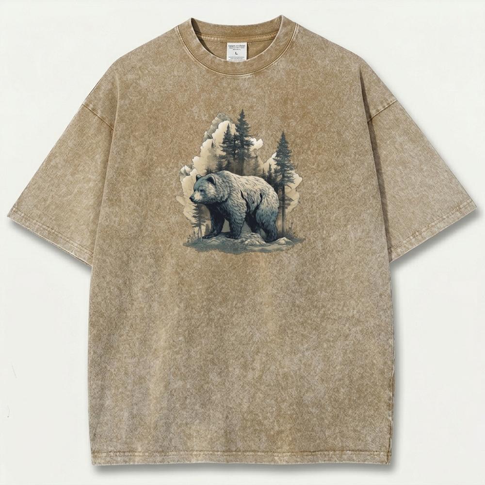 Bear In The Woods Vintage Organic Cotton Trail Tee-HikeVista