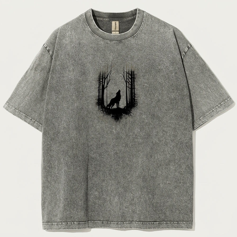 Wolf In The Woods Vintage Organic Cotton Trail Tee-HikeVista
