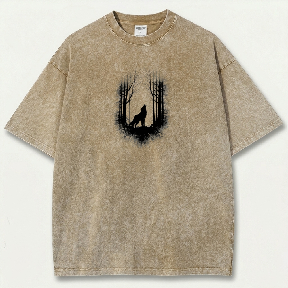 Wolf In The Woods Vintage Organic Cotton Trail Tee-HikeVista