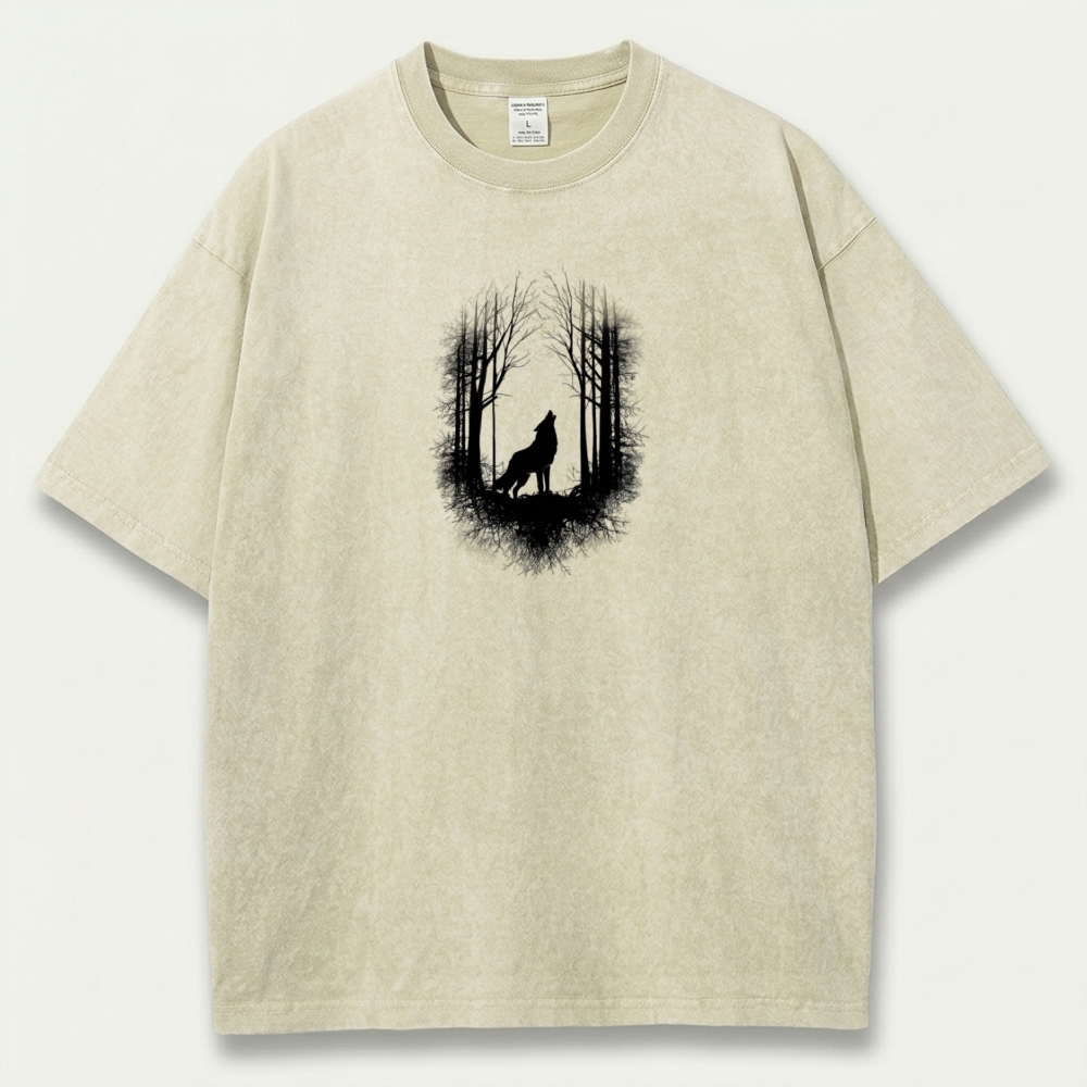 Wolf In The Woods Vintage Organic Cotton Trail Tee-HikeVista