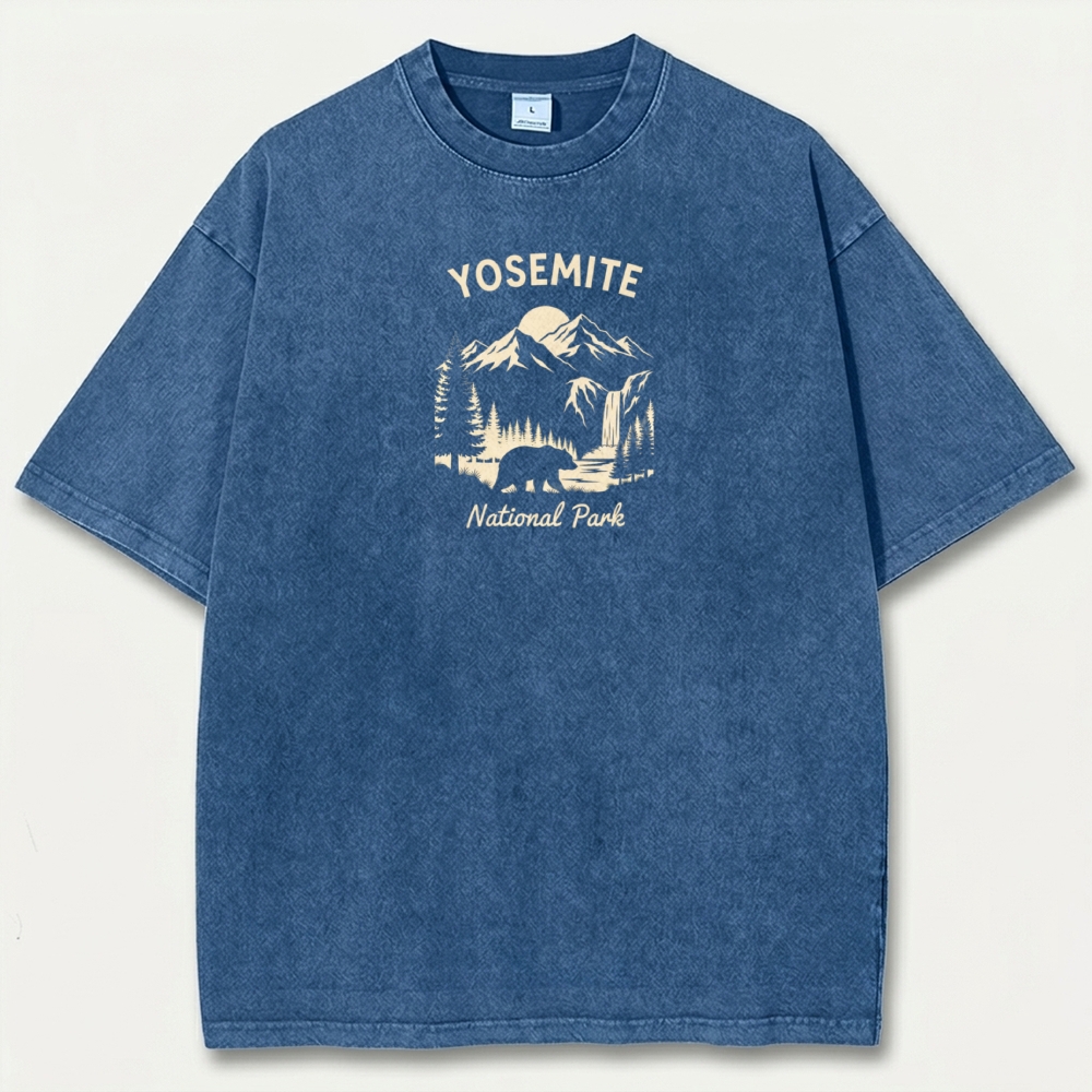 Yosemite National Park Vintage Organic Cotton Bear Forest  Tee-HikeVista