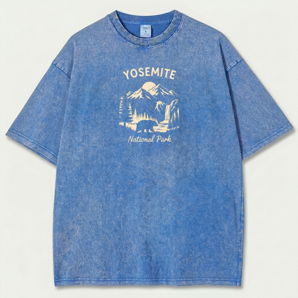 Yosemite National Park Vintage Organic Cotton Bear Forest  Tee-HikeVista
