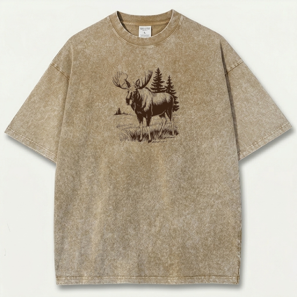 Moose In The Woods Vintage Organic Cotton Trail Tee-HikeVista