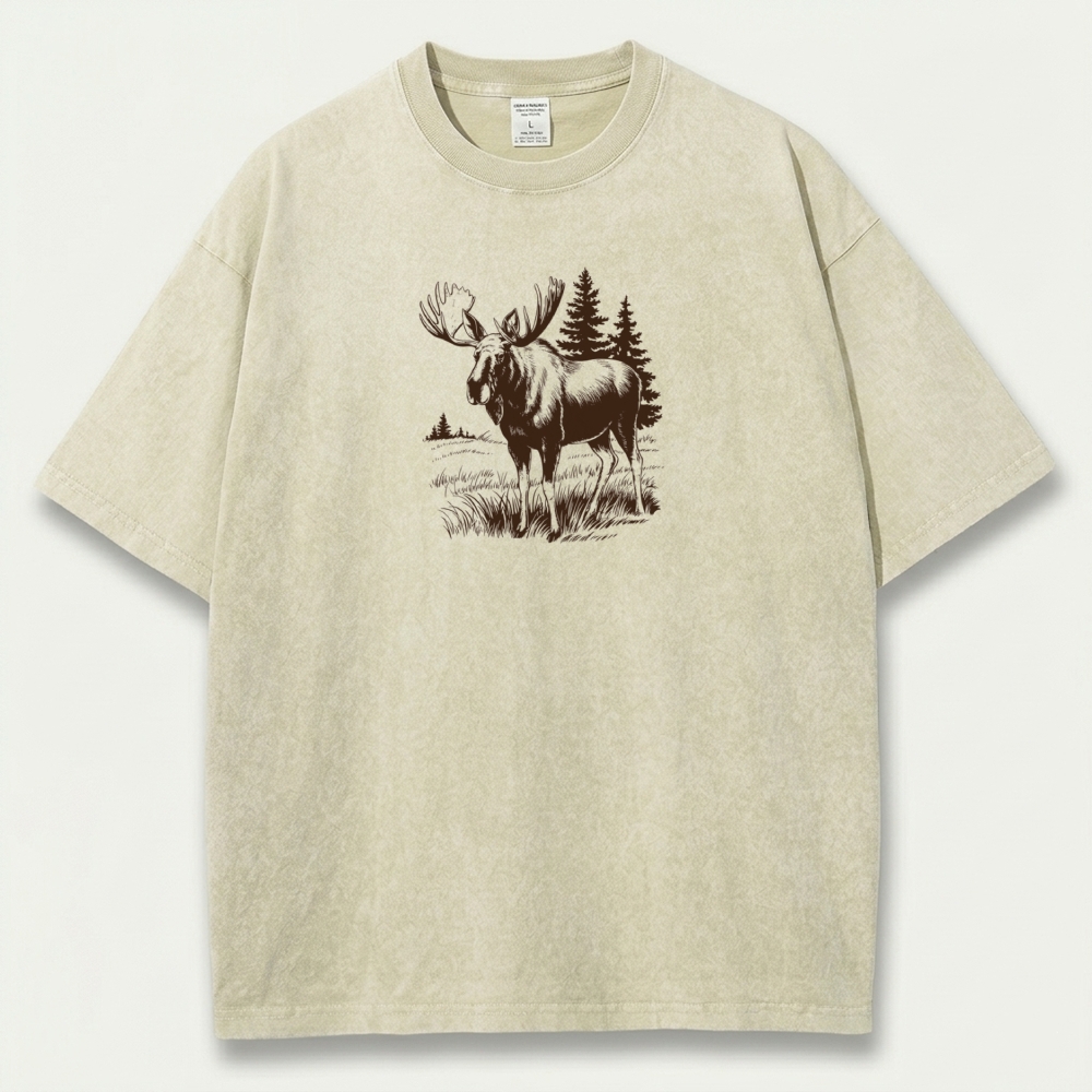 Moose In The Woods Vintage Organic Cotton Trail Tee-HikeVista