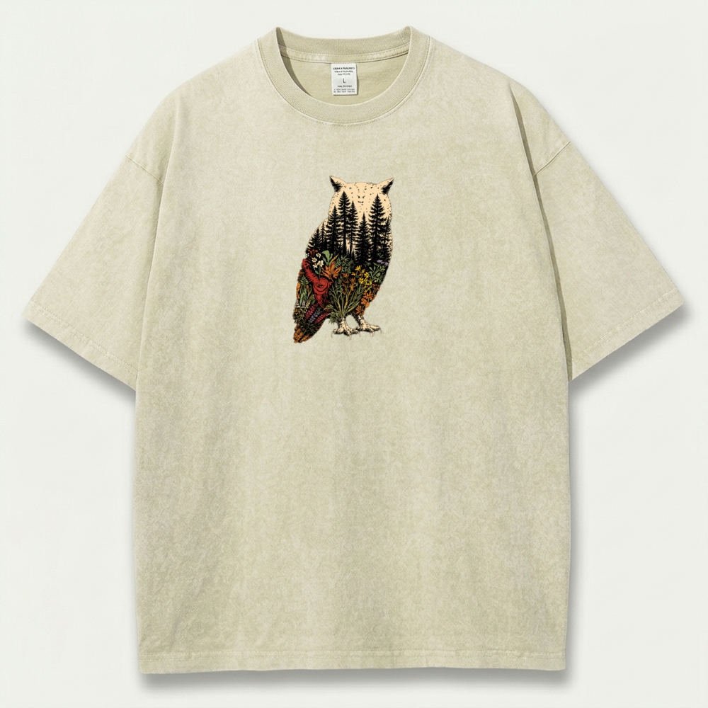 Owl Forest Vintage Organic Cotton Hiking Tee-HikeVista