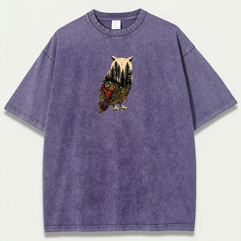 Owl Forest Vintage Organic Cotton Hiking Tee-HikeVista