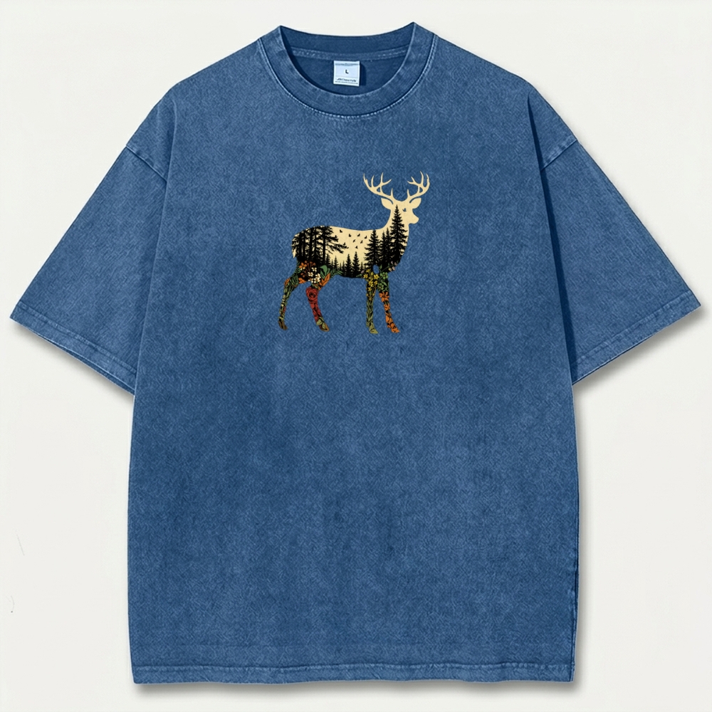 Elk Forest Vintage Organic Cotton Hiking Tee-HikeVista