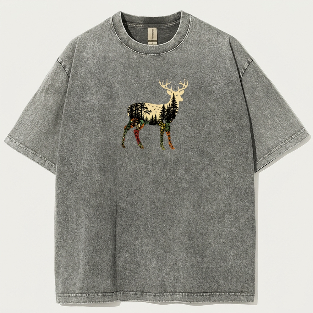 Elk Forest Vintage Organic Cotton Hiking Tee-HikeVista