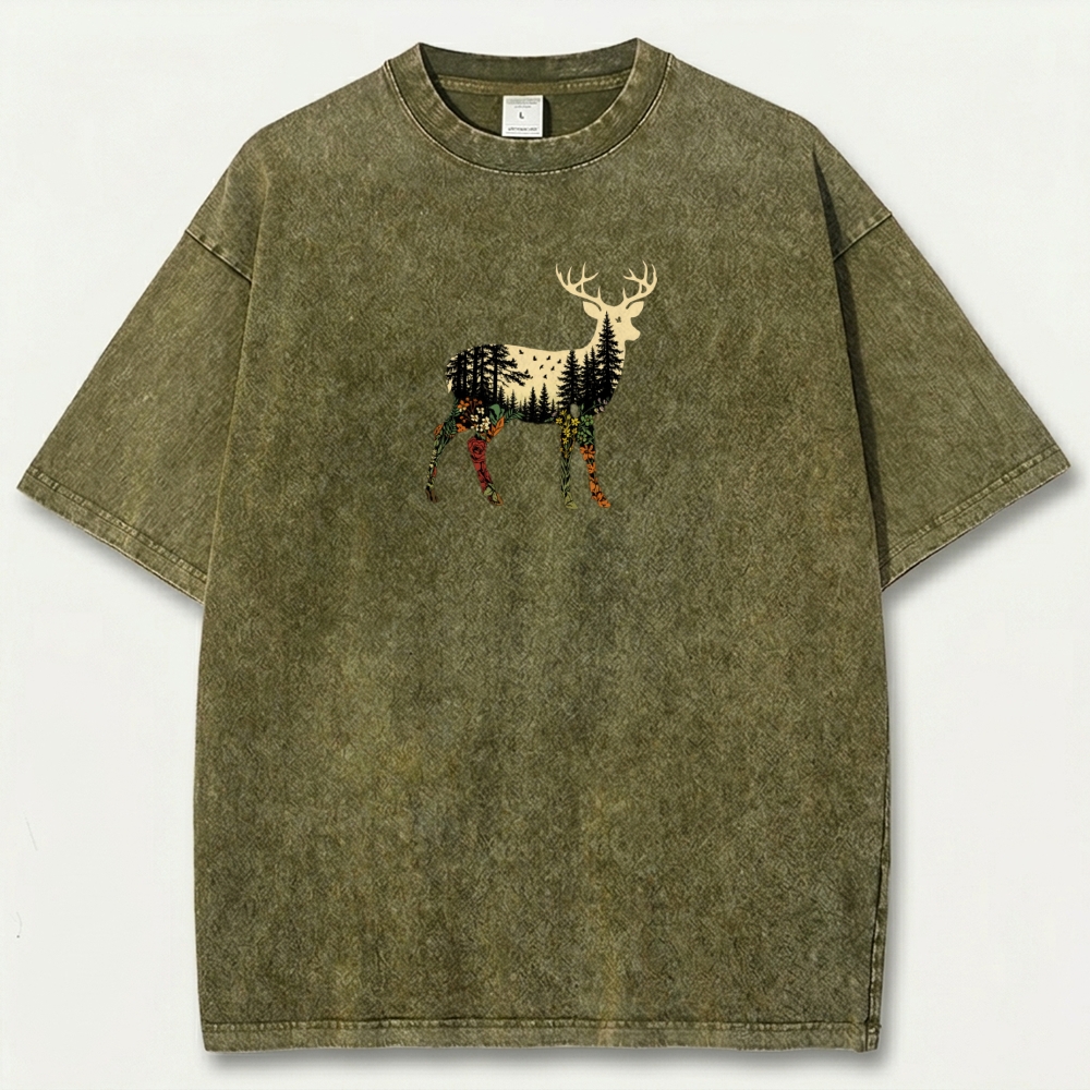 Elk Forest Vintage Organic Cotton Hiking Tee-HikeVista