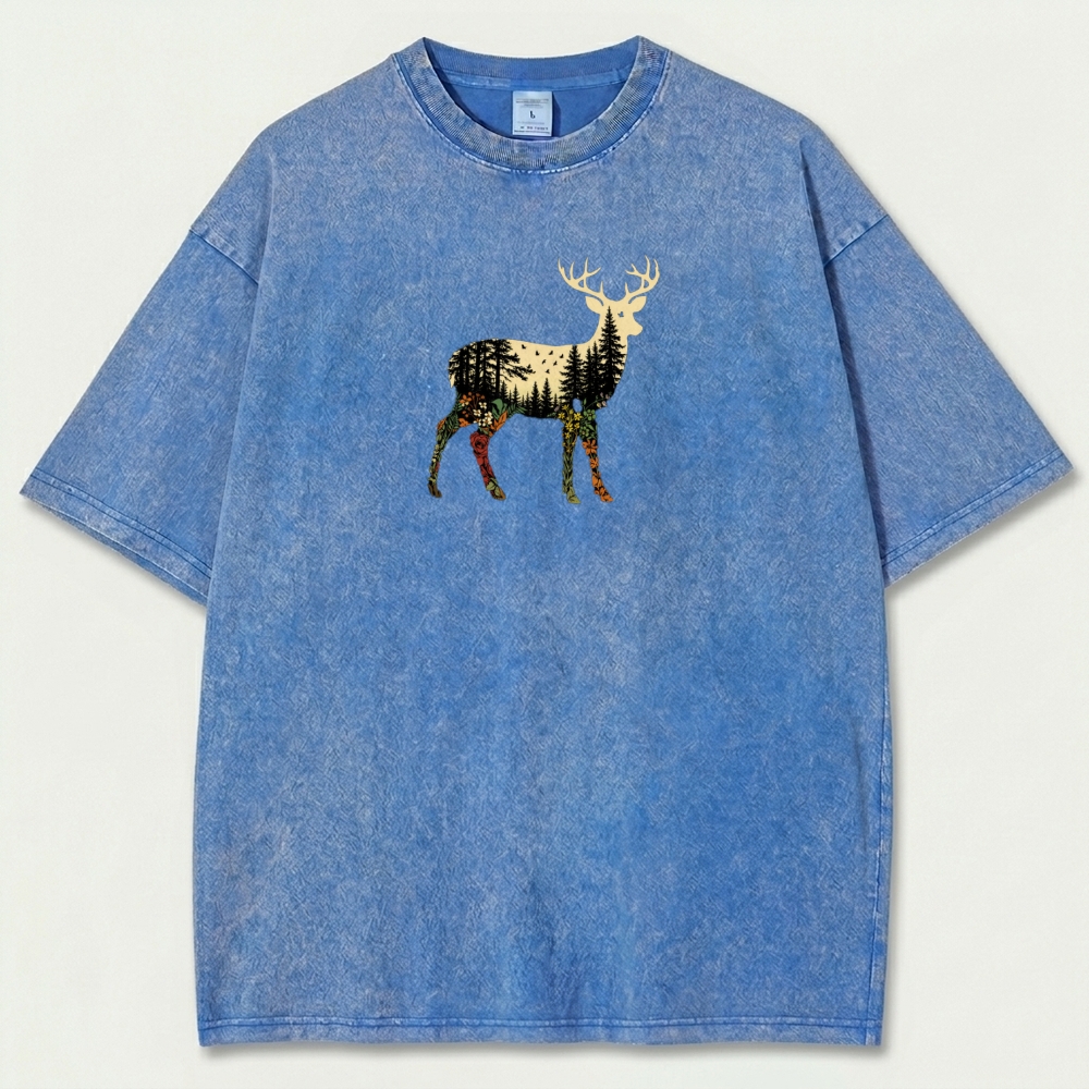 Elk Forest Vintage Organic Cotton Hiking Tee-HikeVista