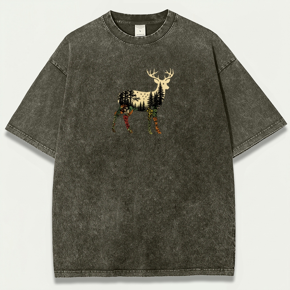 Elk Forest Vintage Organic Cotton Hiking Tee-HikeVista