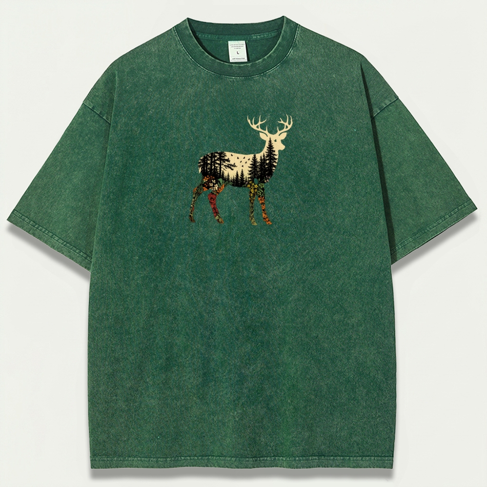 Elk Forest Vintage Organic Cotton Hiking Tee-HikeVista