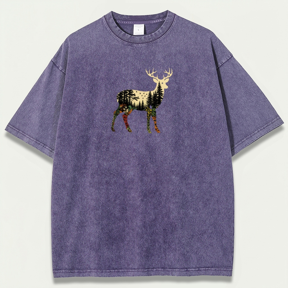 Elk Forest Vintage Organic Cotton Hiking Tee-HikeVista