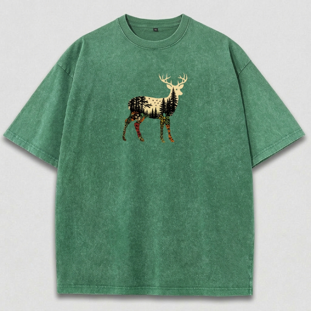 Elk Forest Vintage Organic Cotton Hiking Tee-HikeVista