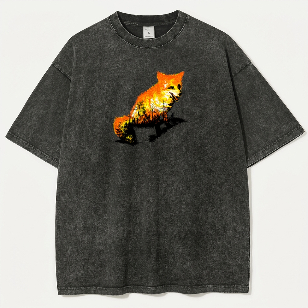 Fire Fox In The Woods Vintage Organic Cotton Trail Tee-HikeVista