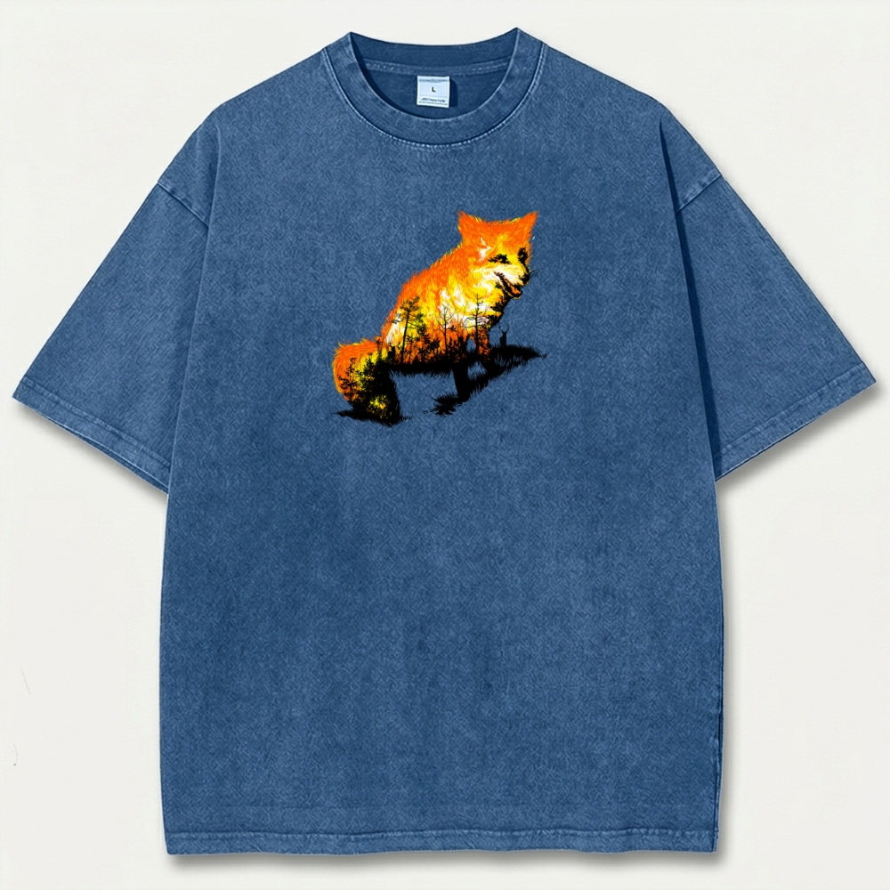 Fire Fox In The Woods Vintage Organic Cotton Trail Tee-HikeVista