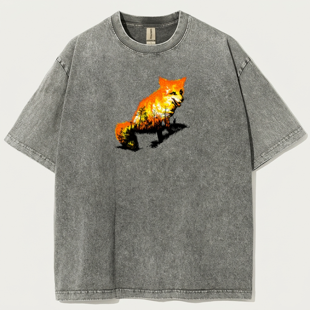 Fire Fox In The Woods Vintage Organic Cotton Trail Tee-HikeVista