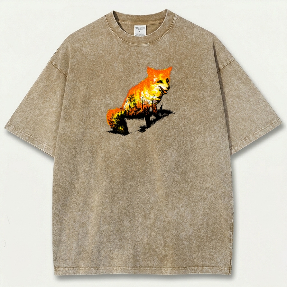 Fire Fox In The Woods Vintage Organic Cotton Trail Tee-HikeVista