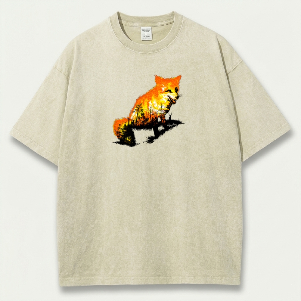 Fire Fox In The Woods Vintage Organic Cotton Trail Tee-HikeVista