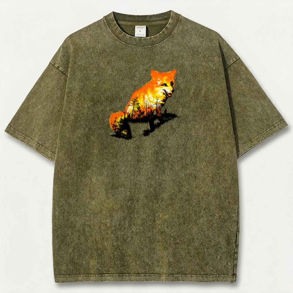 Fire Fox In The Woods Vintage Organic Cotton Trail Tee-HikeVista