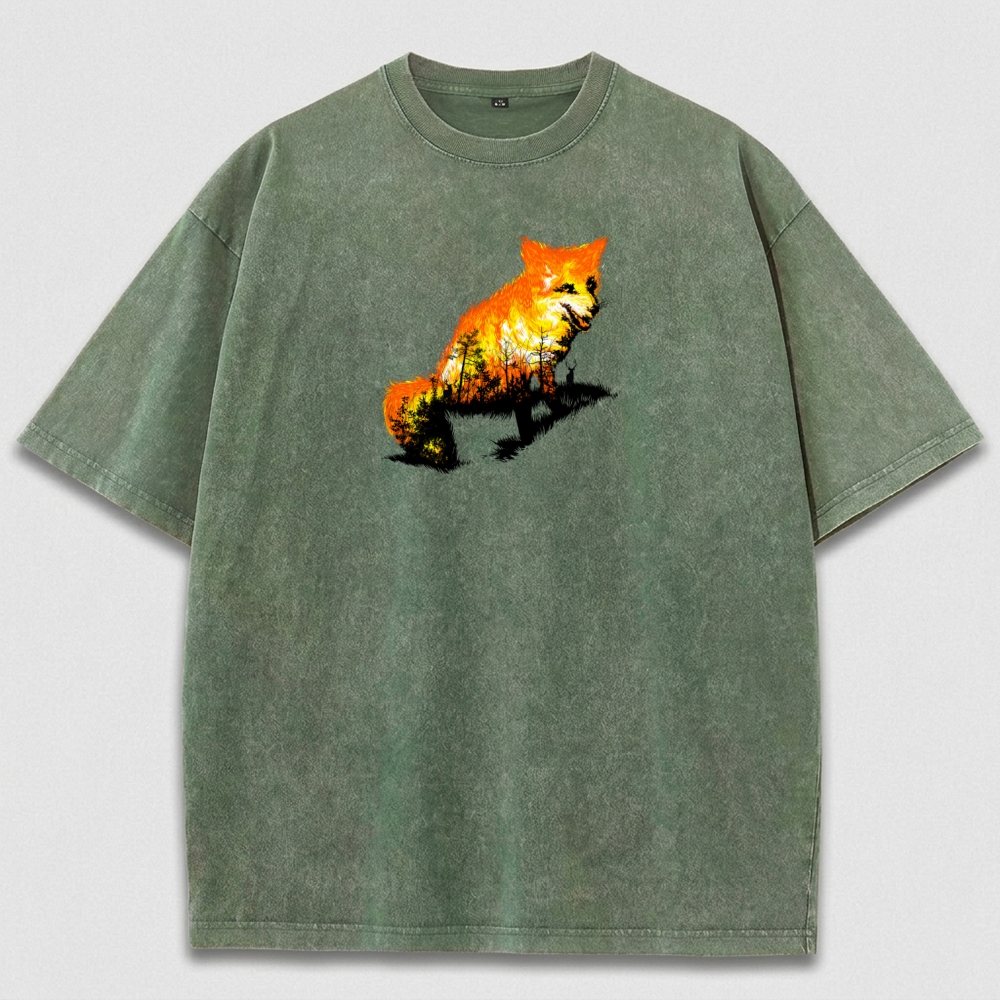Fire Fox In The Woods Vintage Organic Cotton Trail Tee-HikeVista